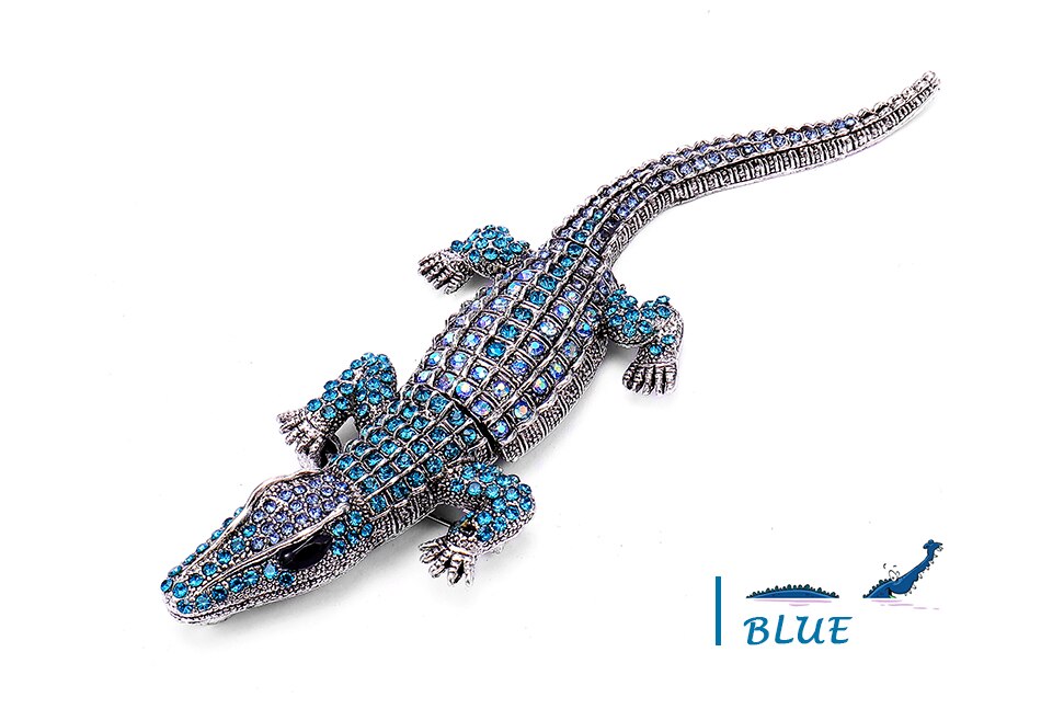 Big Crocodile Rhinestone Brooch Ark Jar Store