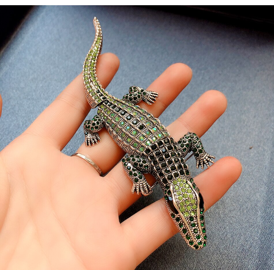 Big Crocodile Rhinestone Brooch Ark Jar Store