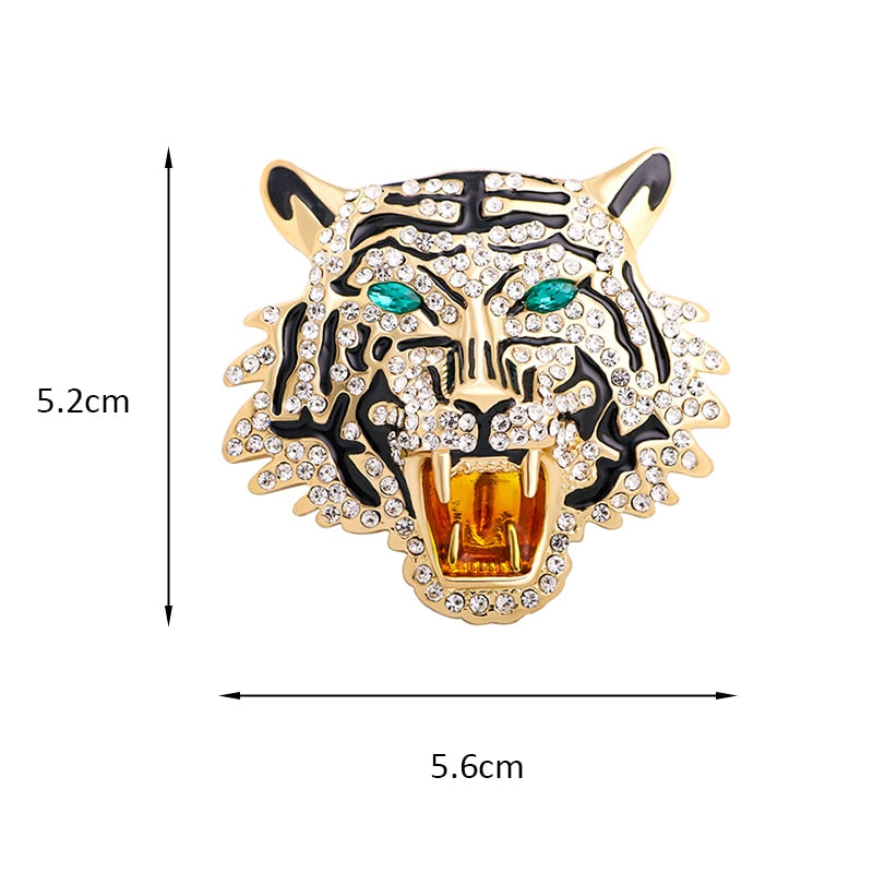 Roaring Green Eyes Tiger Big Tiger Head Party Ark Jar Store Ark Jar Rhinestone Bling Ice Brooch Pin Pendant Dimensions