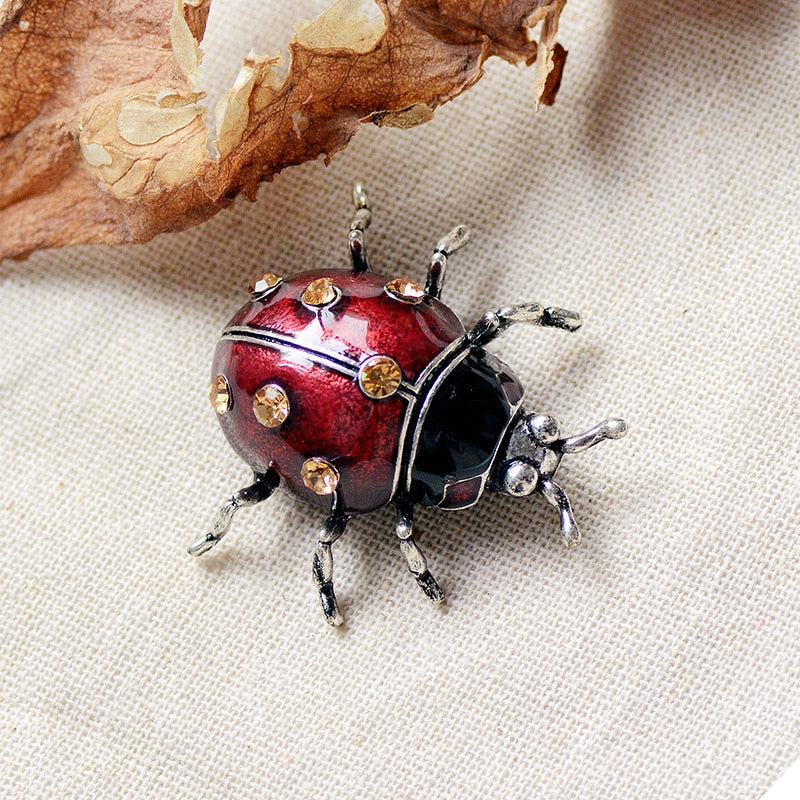 Red Enamel Beetle Broocoh Insects Party Brooch Ark Jar Store