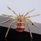 Luxury Red Spider Pronged Rhinestone Bling Brooch Shiny Cubic Zirconia Insect Corsage Pin Ark Jar Store