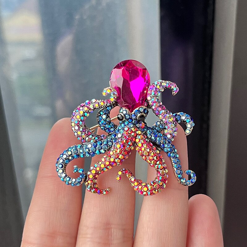 Rhinestones Octopus Brooch Ark Jar Store