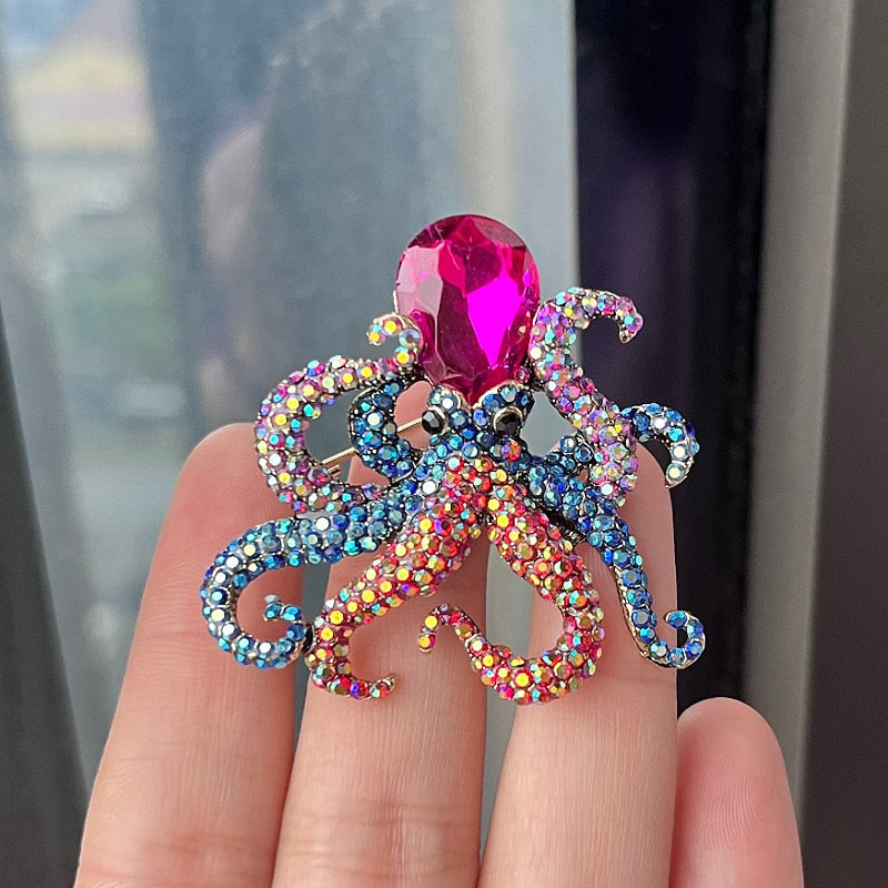 Rhinestones Octopus Brooch Ark Jar Store