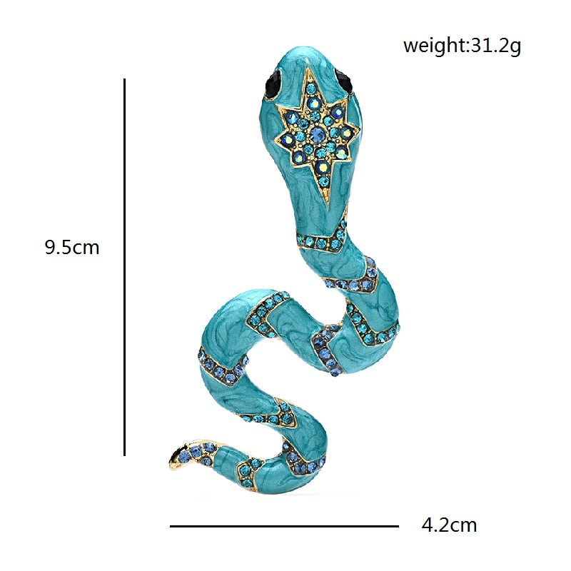 Luxury Snake Brooch Pendant Enamel Rhinestone Reptile Animal Party Brooch Pin Ark Jar Store