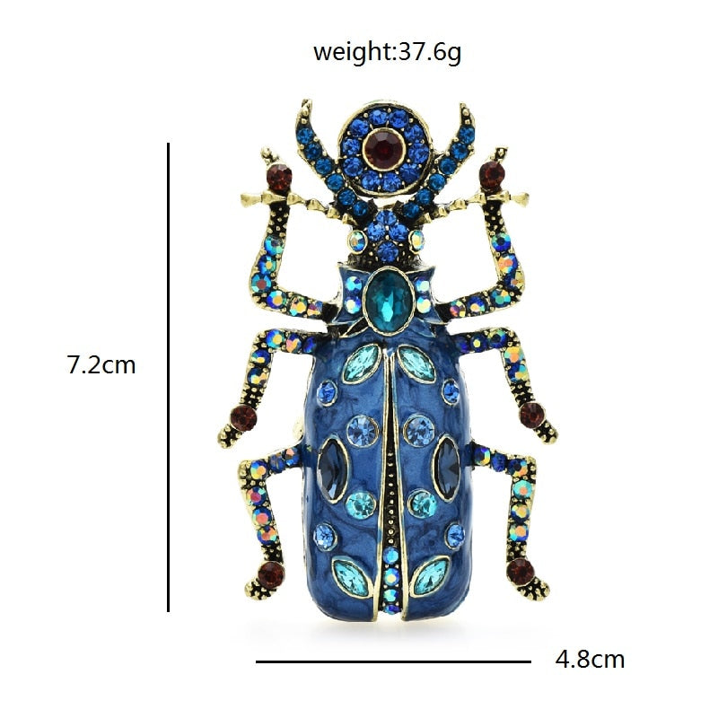 Big Rhinestone Enamel Beetle Brooch Insect Party Brooch Ark Jar Store