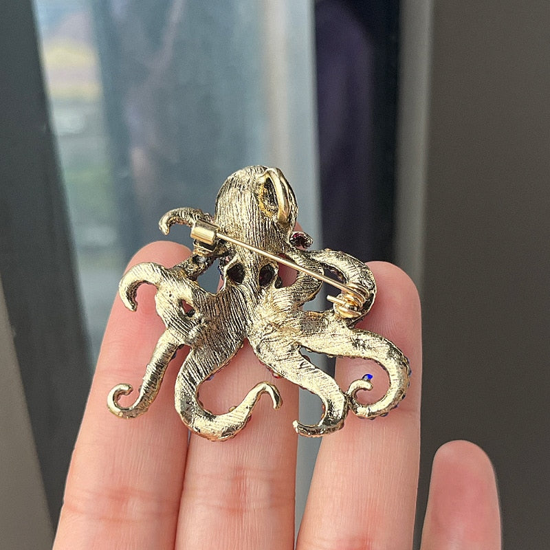 Rhinestones Octopus Brooch Ark Jar Store