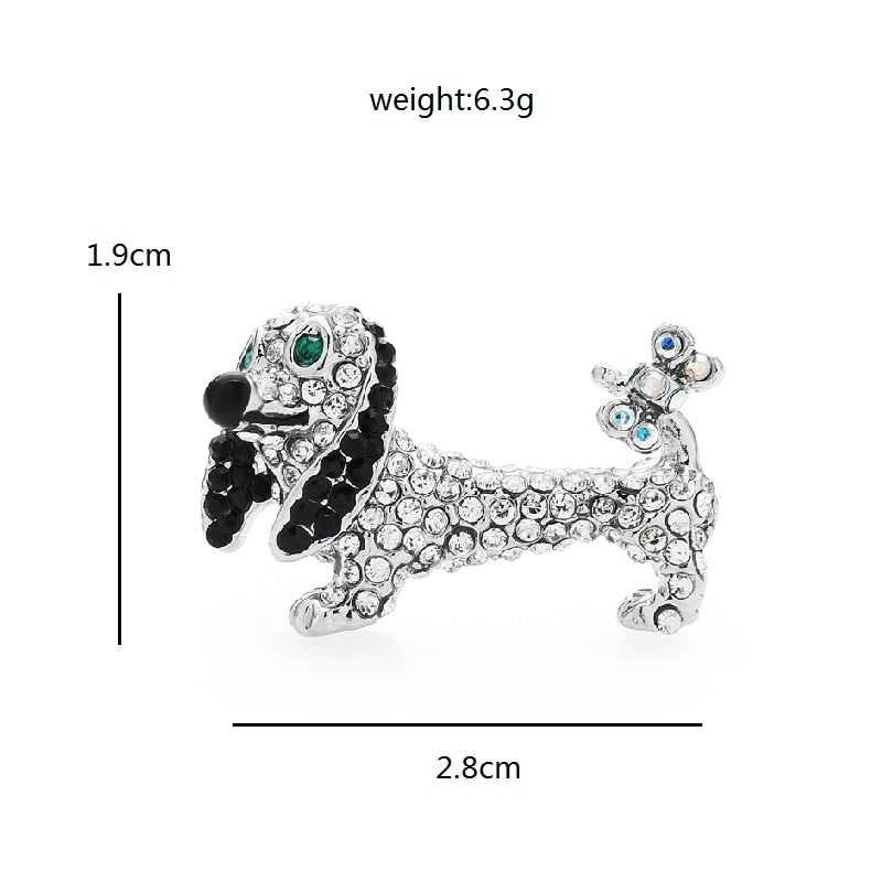 Rhinestone Dog Brooch Puppy Walking Ark Jar Store