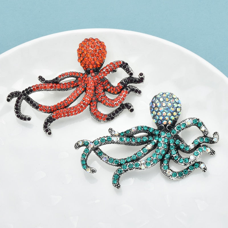 Sparkling Rhinestone Octopus Brooch Ark Jar Store