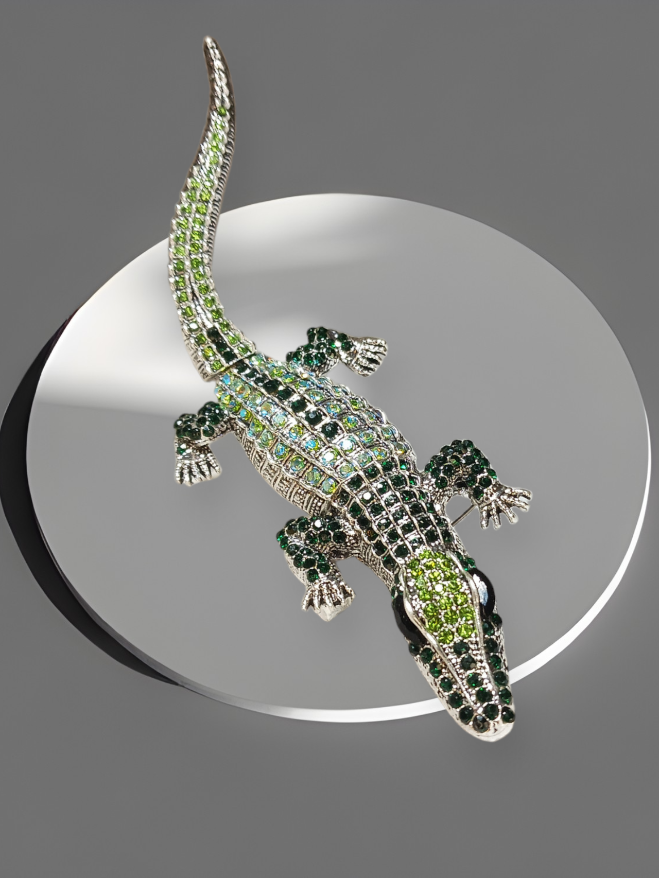 Big Bling Crocodile Alligator Sparkling Rhinestone Articulated Lizard Brooch Pendant Ark Jar Store