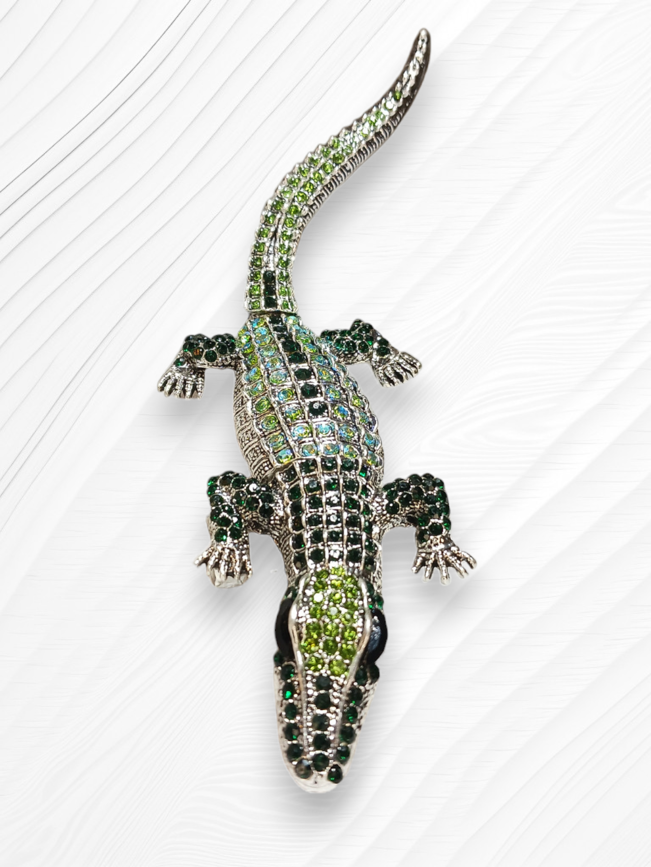 Big Bling Crocodile Alligator Sparkling Rhinestone Articulated Lizard Brooch Pendant Ark Jar Store