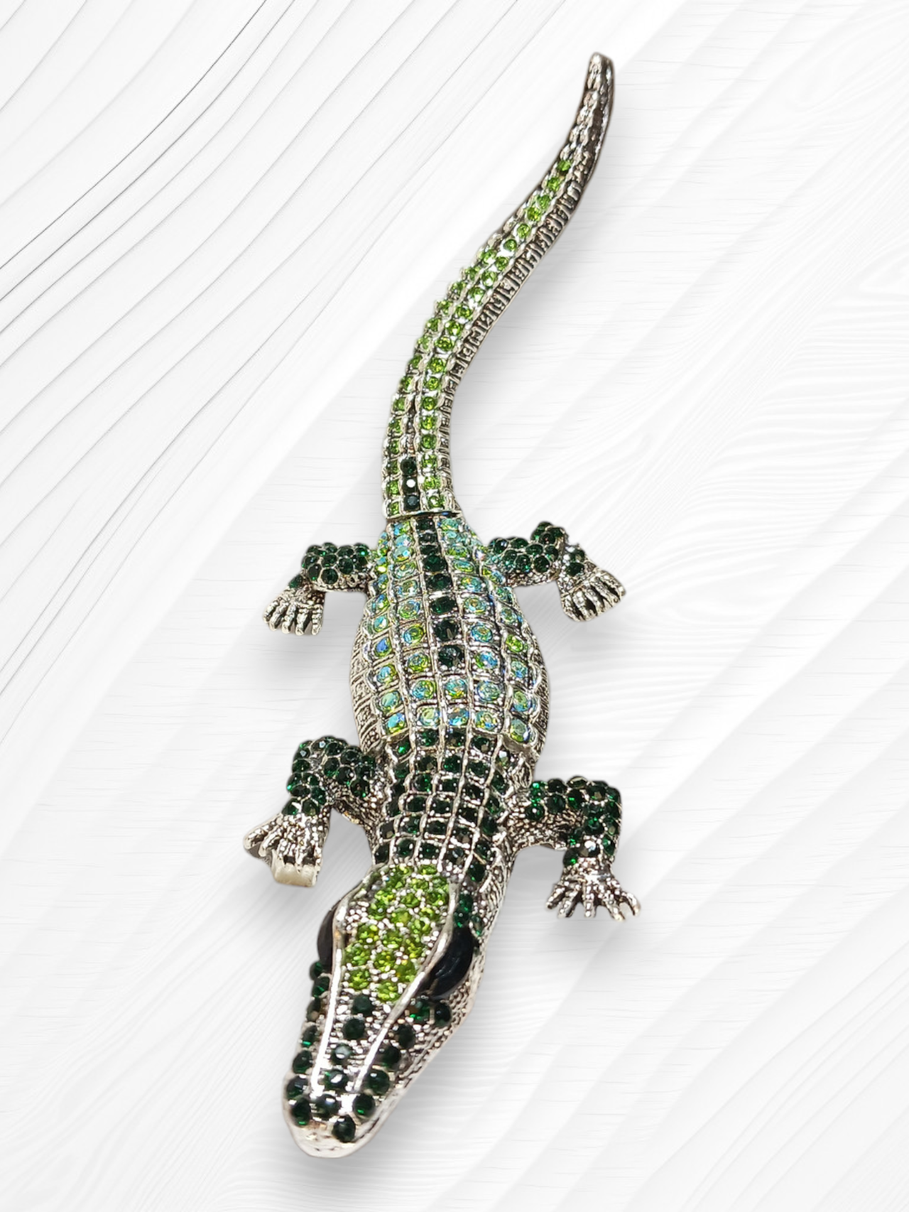 Big Bling Crocodile Alligator Sparkling Rhinestone Articulated Lizard Brooch Pendant Ark Jar Store