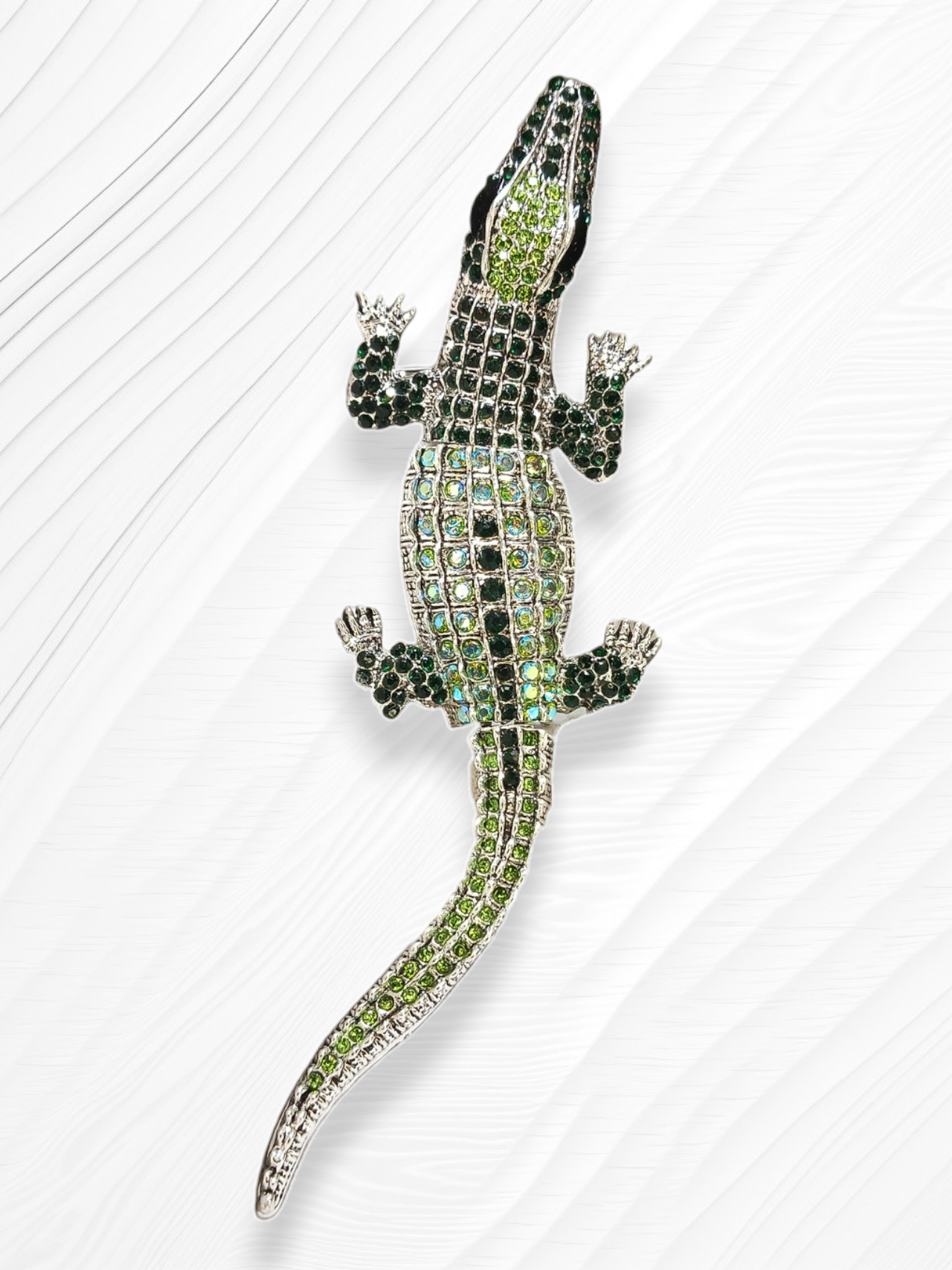 Big Bling Crocodile Alligator Sparkling Rhinestone Articulated Lizard Brooch Pendant Ark Jar Store